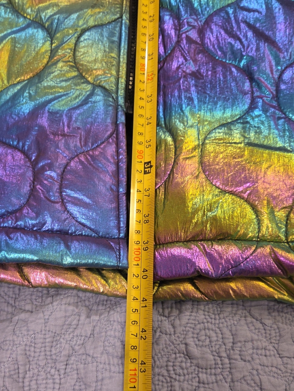 NWOT Koker Iridescent Metallic Quilted Puffer Jacket Coat - Size L/XL - Picture 7 of 8